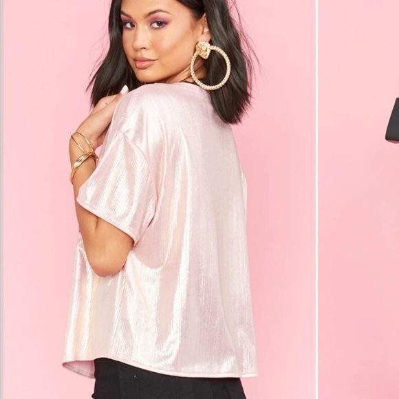 Show Me Your MuMu Pink Metallic Short Sleeve Tee Medium - Picture 2 of 15